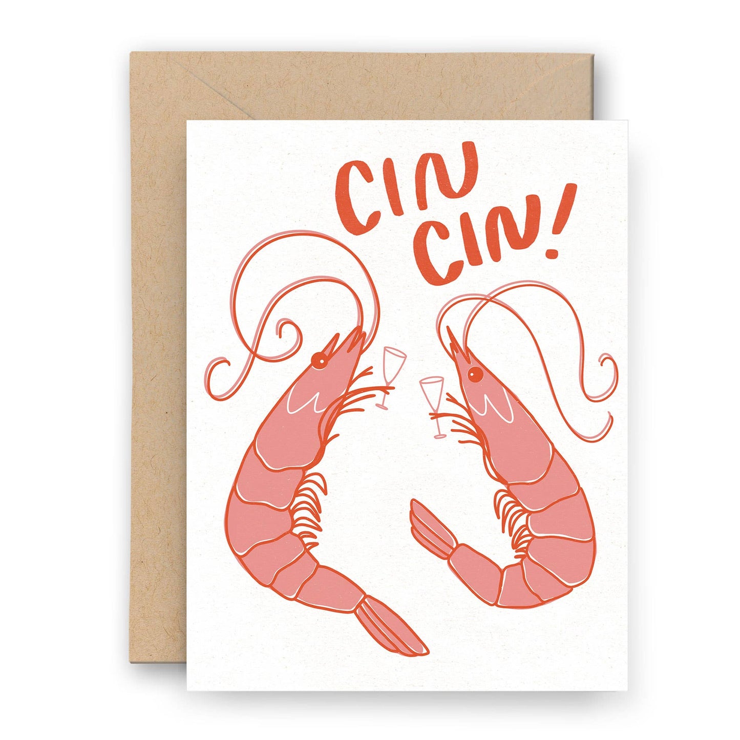 Cin Cin Shrimp Letterpress Card