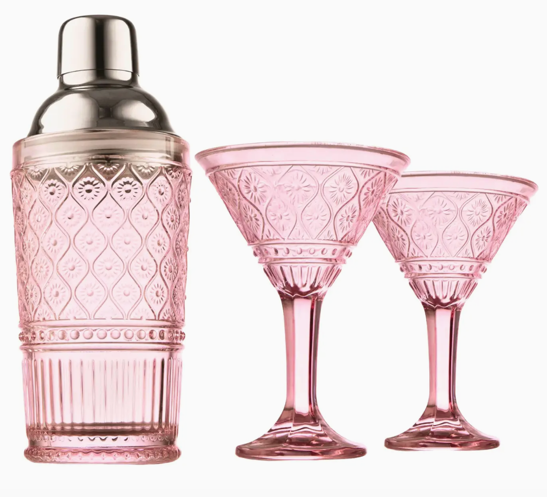 Claro Pink Cocktail Shaker & Martini Set